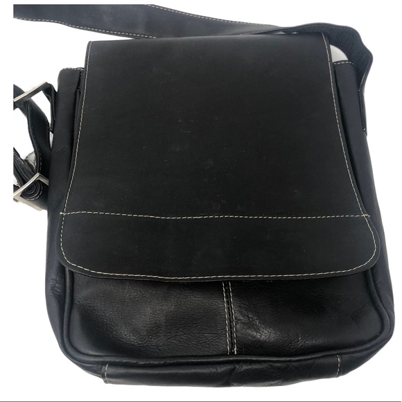 NEW DAVID KING Premier Black Leather Messenger Bag - Picture 4 of 12
